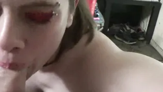 VALERIE VIXEN RED LIPSTICK ORAL SEX CUM ON TITTED