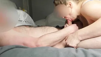 Cum Swap Hand Job - Rubbing his nuts  lubing titted until he ejaculates multiple times into my mouth and kiss