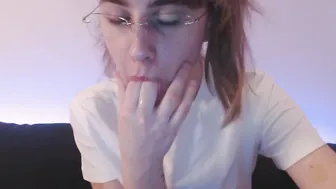 Sexual bimbos having fun with her spit