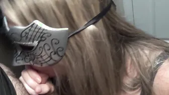 goddess Bimbo Blows Penis inside the Closet during Masquerade Party