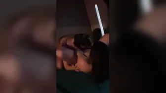 two girls one pool table