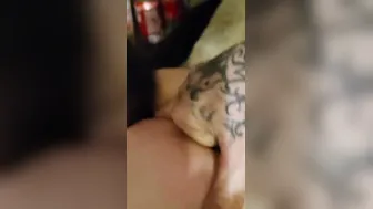 1 dude eats her tight snatch and she blows other men gigantic dick. MMF CUM PARTY