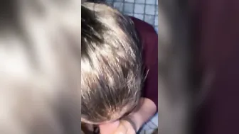 Husband gets a blow job before work