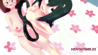 Boku no Hero Animated - Tsuyu Uraraka and Momo Fondle themselves into