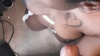 Cock all into her mouth while shes talking to her Friend