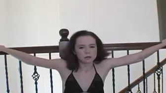 Stripteasing teenagers beauty dances around