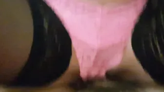 Young dripping vagina ride me inside pink underwear and ebony pantyhose underwear