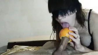 orange + blow job = cum until my legs cramp.Orange-flavored cum