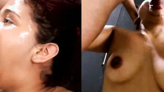 College hispanic Beauty sloppy gagging TA penis for Oral test