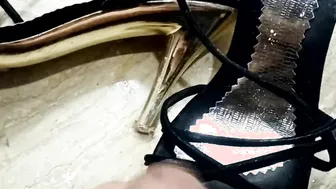 Jerking on Stepmom hot High Heels