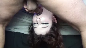 Throated" - Gothic Teen With Big Red Lips Facesitting & Deepthroat Blowjob POV