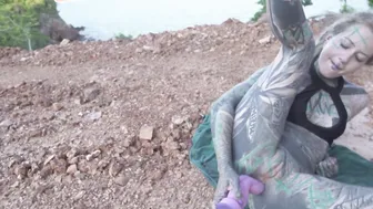 TATTOO 19 yo OUTSIDE ANAL masturbation and PISS - dildo pissing alternative ass2mouth gape gothic emo alt porn