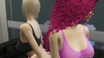 Dyke Group 3Some with Big Plastic Penis - Naughty Beauty Animations