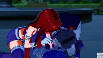 Koikatsu Party- Raven  Starfire Three-Way Cumshot