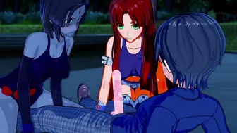 Koikatsu Party- Raven  Starfire Three-Way Cumshot
