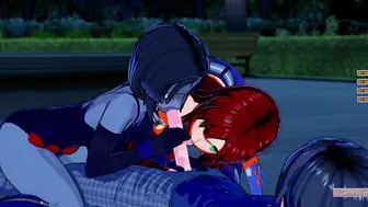 Koikatsu Party- Raven  Starfire Three-Way Cumshot