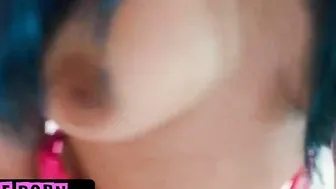 Lucky Stud Interrupts Incredible Sexy Blue Haired Sexy Making Adult Tik Tok Tape And Joins For A Quickie