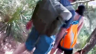 Hiking porn video – 4K hiking - group fucking - squirting - double penetration
