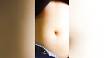 Oriental Huge hooters wants to cum by having fun her belly button and clitoris