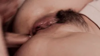 Quick hardcore ASMR anal fucked with gigantic cummed unshaved twat and real female orgasm