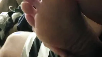 BBW red haired getting a toes toes sole strokes