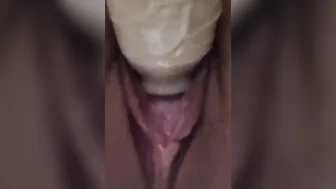 Cougar fucks her cumming toy upclose