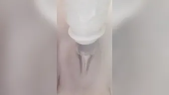 Cougar fucks her cumming toy upclose