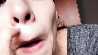 Picking my fat nose and sucking out my snot | Close up nose bondage