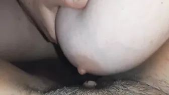 My professor masturbates my clitoris with nipples and I cum
