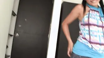 Thin inside pigtails hispanic first BIG penis CFNM experience