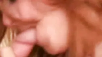 18 Yo skank blows on cock and jerks it off
