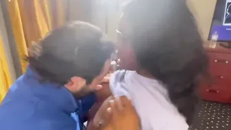 Ebony college cunt with mouth makes white dude cum too fast