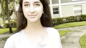 Walking down the street with cum on face