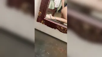 Baby into a crazy hot dress without panties.