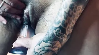 my clear 8 inch sex toy deep inside my juicy dripping