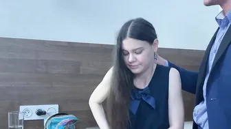 My stepsister caught me with a standing penis and fuck me