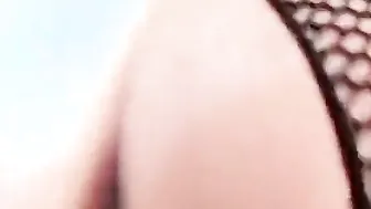 Blonde inside rubber licks a juicy bald cunt and fucks