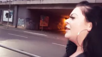 Fat German bimbo with natural breasts has a outside sex