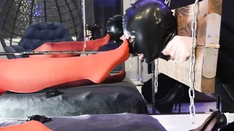 Shackled Sub Worships Gfs Red Nylon Legs