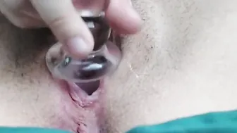 Fucking my glass vibrator