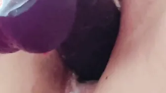 Close-up solo with gigantic african sex toy