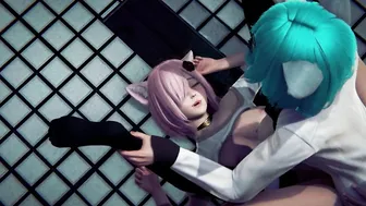 Placed a dick between 2 some neko schoolgirls