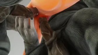 My fiance getting 2 furry dicks inside her snatch and booty