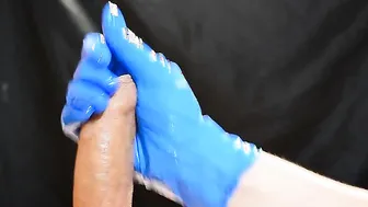 Hand Job with nitrile gloves made him cum like a fountainthick