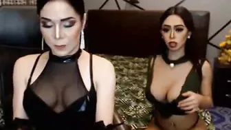 Two Adorable Flirty Tranny Blow and Fuck Live