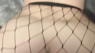 Amateur PAWG getting banged doggy inside fishnets by bbcs