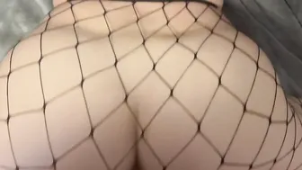 Amateur PAWG getting banged doggy inside fishnets by bbcs