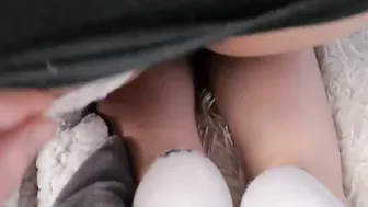 Professor shows her twat from behind into skirt