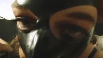 Oral Sex deep throat by masked with wifey rubber gloves
