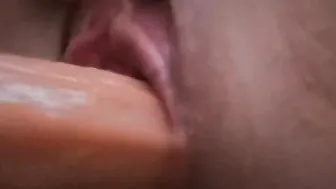 First Time Using Vibrator Creamed All Over (Close Up)